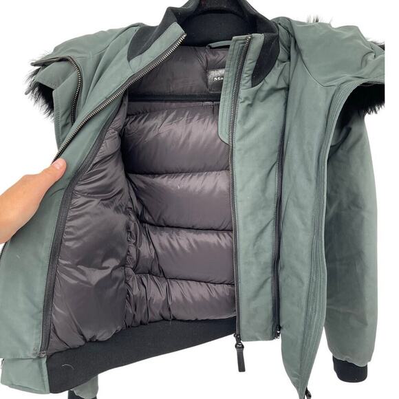 Mackage Britnie Down Jacket With Asiatic Raccoon Fur In Dark Sage size XS - Picture 3 of 12